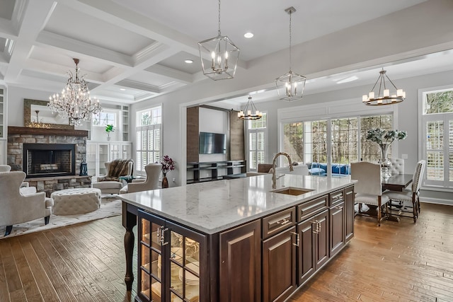 11061 Kingfisher Pl, Plain City, OH 43064 - kitchen featuring a notable chandelier and hardwood / wood-style floors