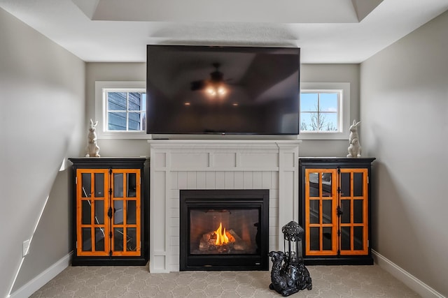 11061 Kingfisher Pl, Plain City, OH 43064 - room details featuring a brick fireplace and baseboards