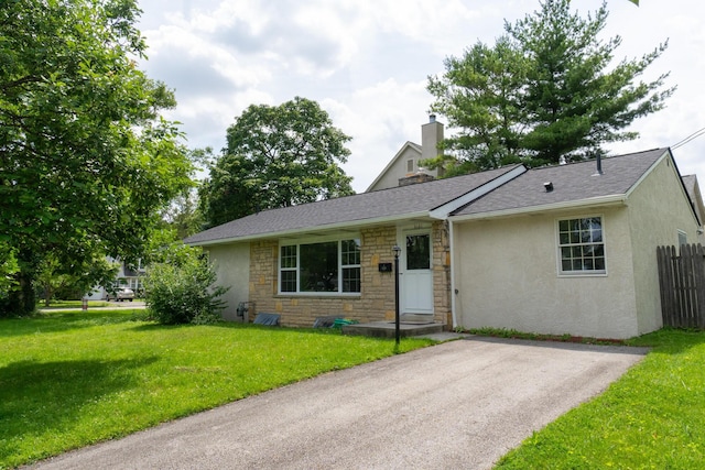 3161 Avalon Rd, Upper Arlington, OH 43221 - single story home featuring a chimney, stucco siding, stone siding, and roof with shingles