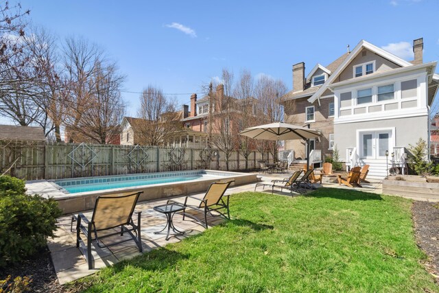 72 Miami Ave, Columbus, OH 43203 - exterior space featuring a patio, french doors, a fenced in pool, fence private yard, and a yard