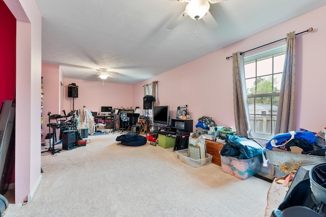 51 Township Rd Unit 1357, South Point, OH 45680 - rec room featuring a ceiling fan, a desk, and carpet