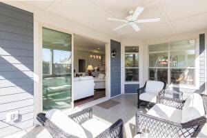 5165 Bluffton Way, Delaware, OH 43015 - sunroom with ceiling fan and outdoor lounge area