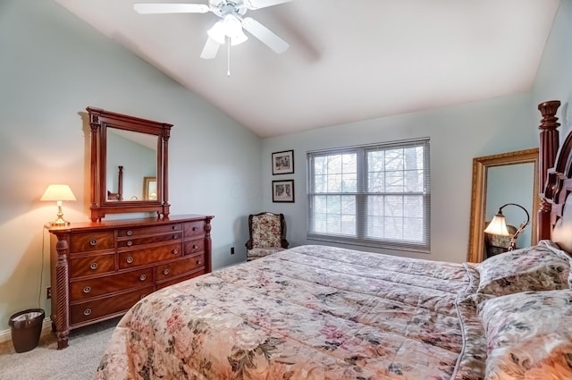 3995 Kensingwood Dr, Columbus, OH 43230 - carpeted bedroom with lofted ceiling and a ceiling fan