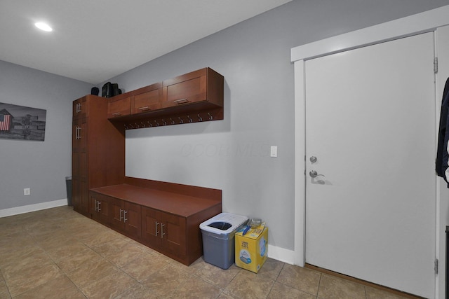mudroom featuring baseboards and recessed lighting