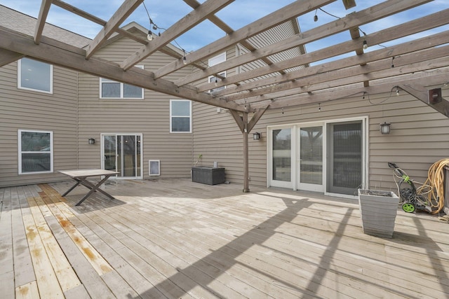 wooden deck featuring a pergola