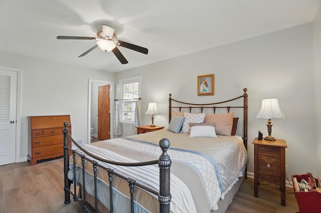 105 Chapin Pl, Granville, OH 43023 - bedroom featuring ceiling fan, baseboards, and light wood finished floors