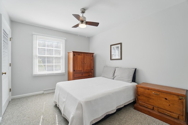 105 Chapin Pl, Granville, OH 43023 - bedroom with light colored carpet, ceiling fan, and baseboards