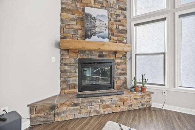 6003 Honey Farm Way, Grove City, OH 43123 - room details featuring baseboards, a fireplace, and wood finished floors