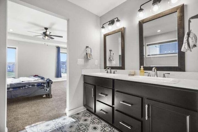 6003 Honey Farm Way, Grove City, OH 43123 - bathroom with ensuite bathroom, double vanity, ceiling fan, and a sink