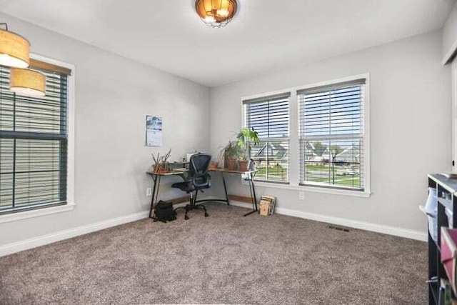6003 Honey Farm Way, Grove City, OH 43123 - home office featuring baseboards, visible vents, and carpet