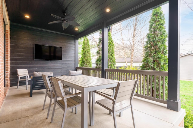 251 E Deshler Ave, Columbus, OH 43206 - view of patio / terrace with a ceiling fan and outdoor dining area