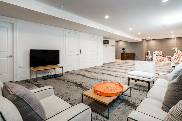 251 E Deshler Ave, Columbus, OH 43206 - living area featuring recessed lighting, carpet floors, and baseboards