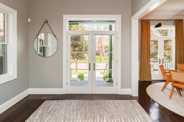 251 E Deshler Ave, Columbus, OH 43206 - doorway with wood-type flooring, plenty of natural light, baseboards, and french doors