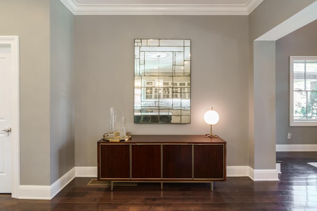 251 E Deshler Ave, Columbus, OH 43206 - room details with baseboards, crown molding, and wood finished floors