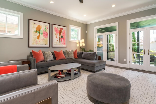 251 E Deshler Ave, Columbus, OH 43206 - living area with recessed lighting, a healthy amount of sunlight, and french doors