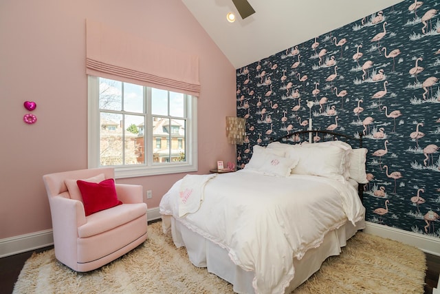 251 E Deshler Ave, Columbus, OH 43206 - bedroom with lofted ceiling, wood finished floors, baseboards, and recessed lighting
