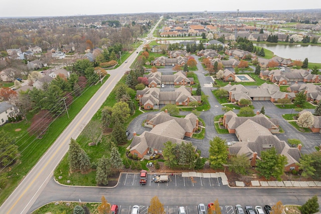 3870 Sandstone Cir, Powell, OH 43065 - bird's eye view with a residential view and a water view