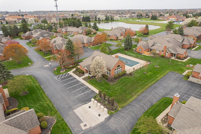 3870 Sandstone Cir, Powell, OH 43065 - bird's eye view with a residential view and a water view