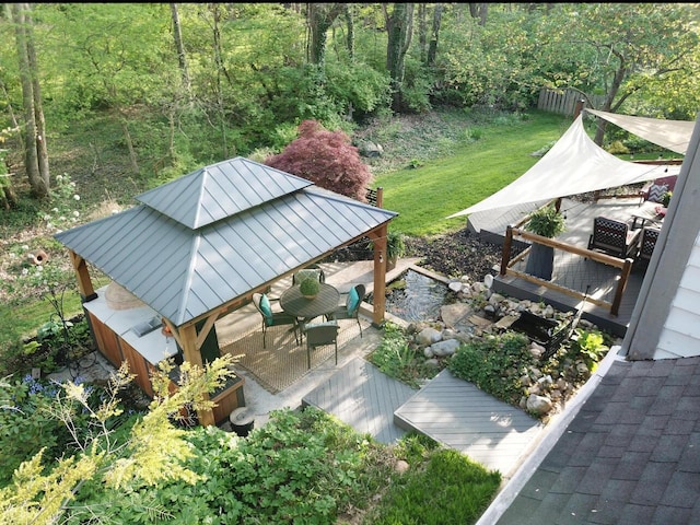exterior space with a forest view