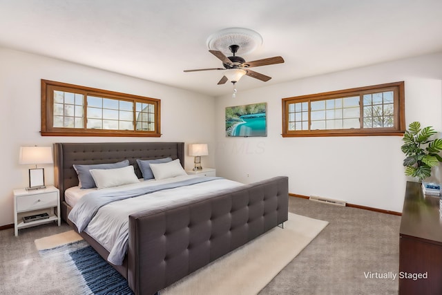 306 Northview Dr, London, OH 43140 - bedroom featuring carpet, baseboards, a ceiling fan, and visible vents