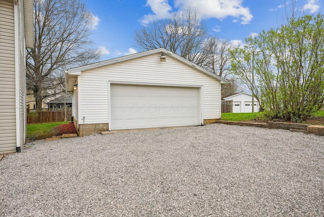 view of detached garage