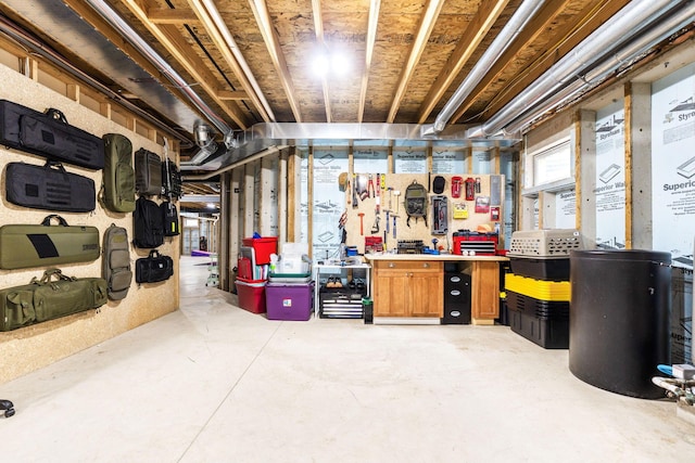 below grade area featuring a workshop area