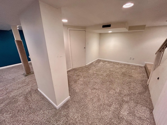 742 S Cassingham Rd, Bexley, OH 43209 - finished below grade area featuring carpet, stairway, and recessed lighting