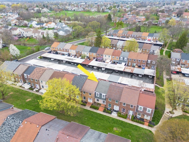 drone / aerial view with a residential view