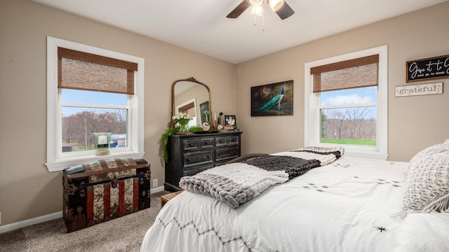5456 Skyline Dr, Cambridge, OH 43725 - bedroom with baseboards, carpet flooring, and ceiling fan