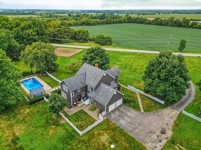 aerial view with a rural view