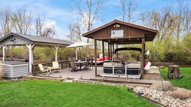 exterior space featuring a gazebo and a deck