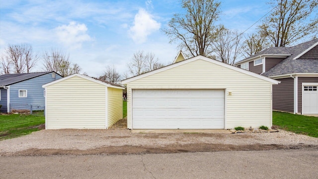 view of detached garage