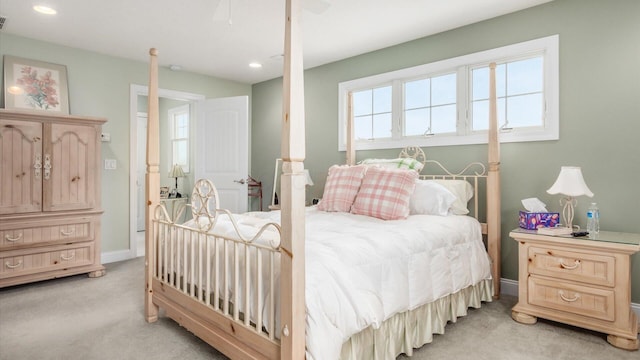 40 Beacon Light Ln, Buckeye Lake, OH 43008 - bedroom featuring light carpet, recessed lighting, and baseboards