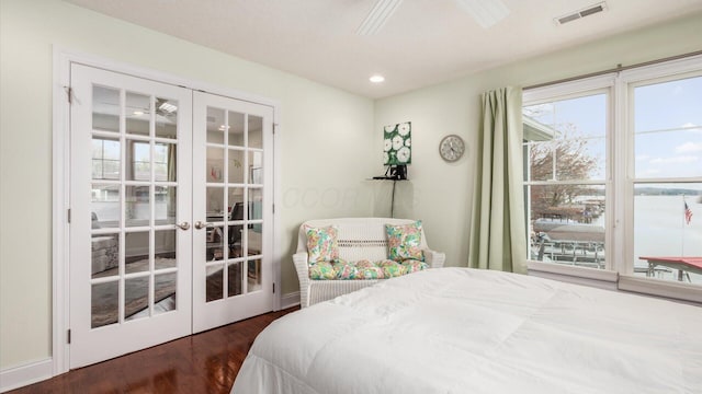 40 Beacon Light Ln, Buckeye Lake, OH 43008 - bedroom with visible vents, recessed lighting, wood finished floors, french doors, and baseboards