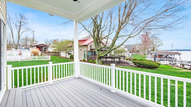 40 Beacon Light Ln, Buckeye Lake, OH 43008 - wooden terrace with fence and a lawn