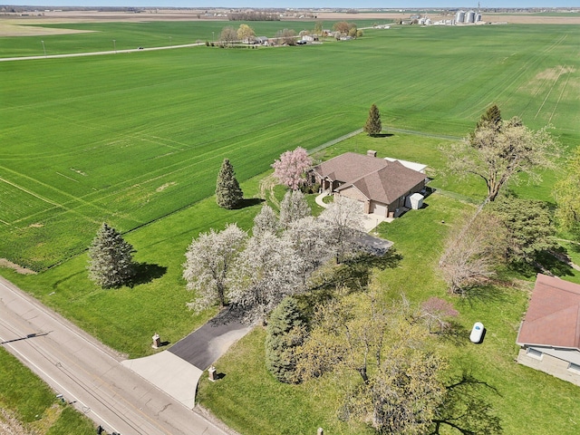 bird's eye view with a rural view
