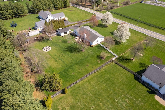 bird's eye view with a rural view