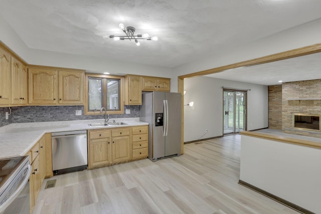 8015 Alspach Rd NW, Lancaster, OH 43130 - kitchen featuring light wood finished floors, light countertops, a sink, and appliances with stainless steel finishes