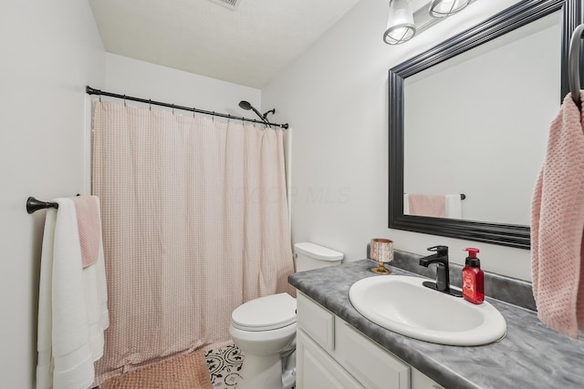21100 Fleckinger Rd, West Mansfield, OH 43358 - bathroom featuring toilet, a shower with shower curtain, and vanity