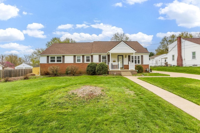 1738 W Chestnut St, Lancaster, OH 43130 - single story home featuring brick siding, a front lawn, and fence