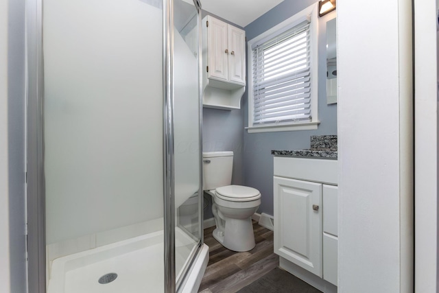 1738 W Chestnut St, Lancaster, OH 43130 - full bathroom with a shower stall, vanity, toilet, and wood finished floors