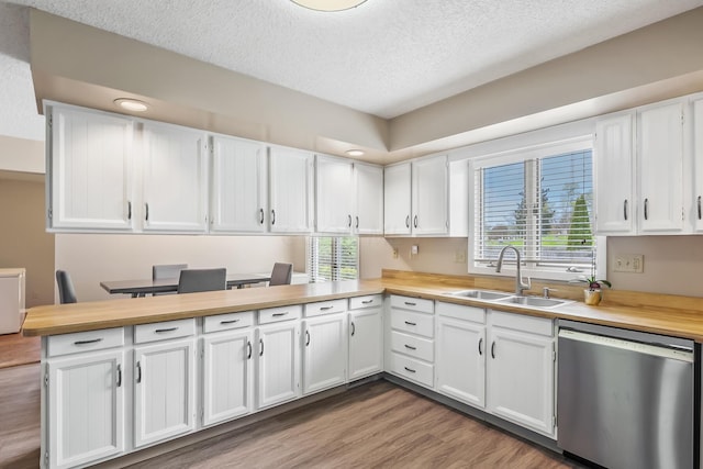 kitchen with plenty of natural light, a sink, white cabinetry, and dishwasher