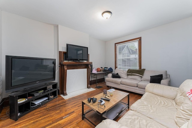 living area with wood finished floors
