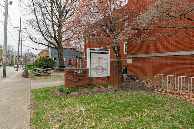 view of community sign