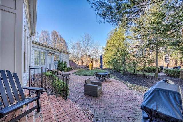 6920 Clivdon Mews, New Albany, OH 43054 - view of patio / terrace with a grill and outdoor dining area