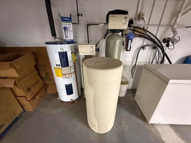 utility room featuring electric water heater