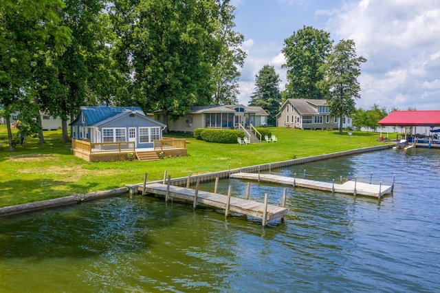 13384 Orchard Is NE, Millersport, OH 43046 - dock area featuring a deck with water view and a yard