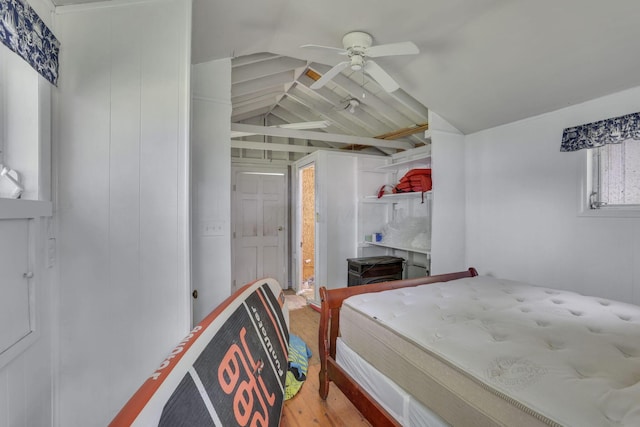 13384 Orchard Is NE, Millersport, OH 43046 - bedroom with wood finished floors, vaulted ceiling, and a ceiling fan