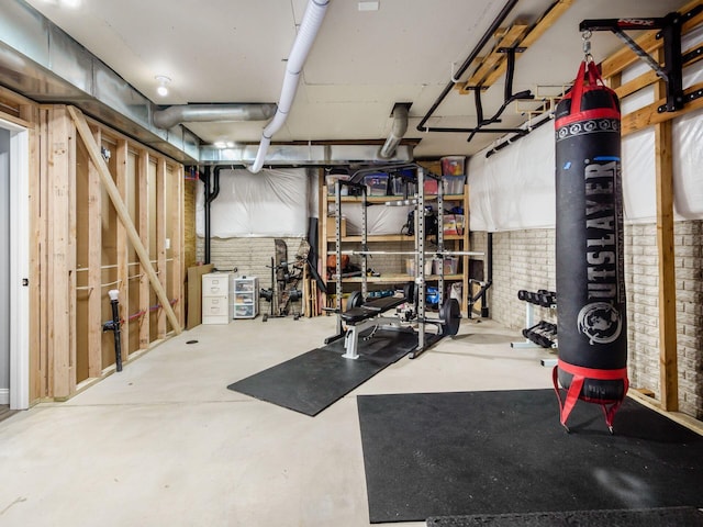 interior space with brick wall
