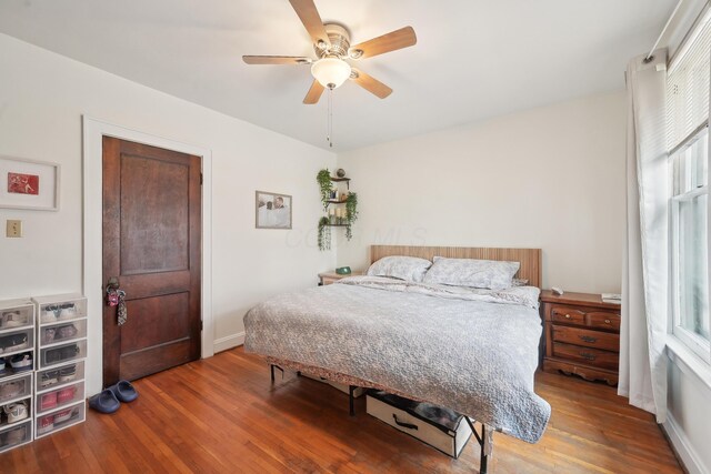 1287 City Park Ave, Columbus, OH 43206 - bedroom featuring wood finished floors, multiple windows, and ceiling fan